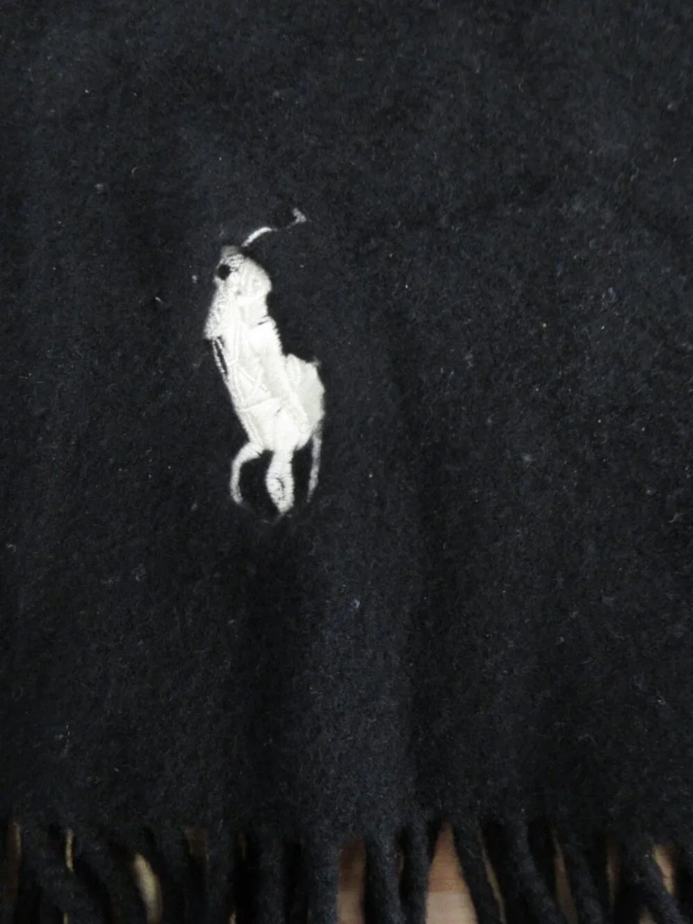 Ralph Lauren Polo Scarf Lambs Wool White Pony Fringe Preppy Italy